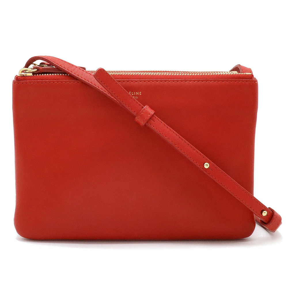 Celine Trio Crossbody Bag Leather Red